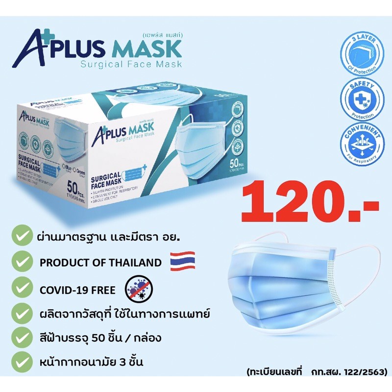 aplus-maskผลิตจากวัสดุที่ใช้ในทางการแพทย์