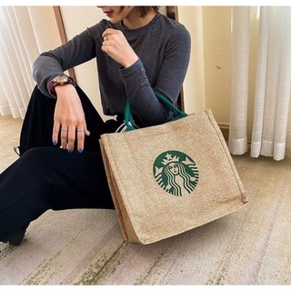 ภาพหน้าปกสินค้ากระเป๋าผ้า กระเป๋าถือกระสอบลายStarbucks สุดเก๋ ที่เกี่ยวข้อง