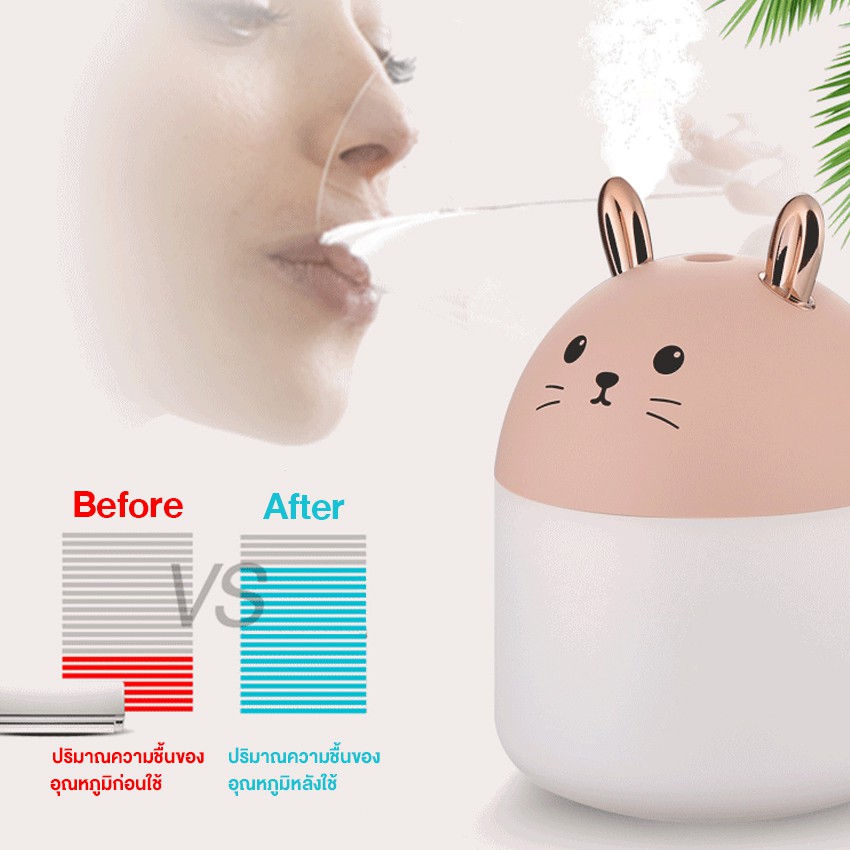 rabbit-เครื่องพ่นไอน้ำ-พ่นอโรม่า-humidifier-ไฟled-usb-เครื่องทำความชื้น-ปรับอากาศ