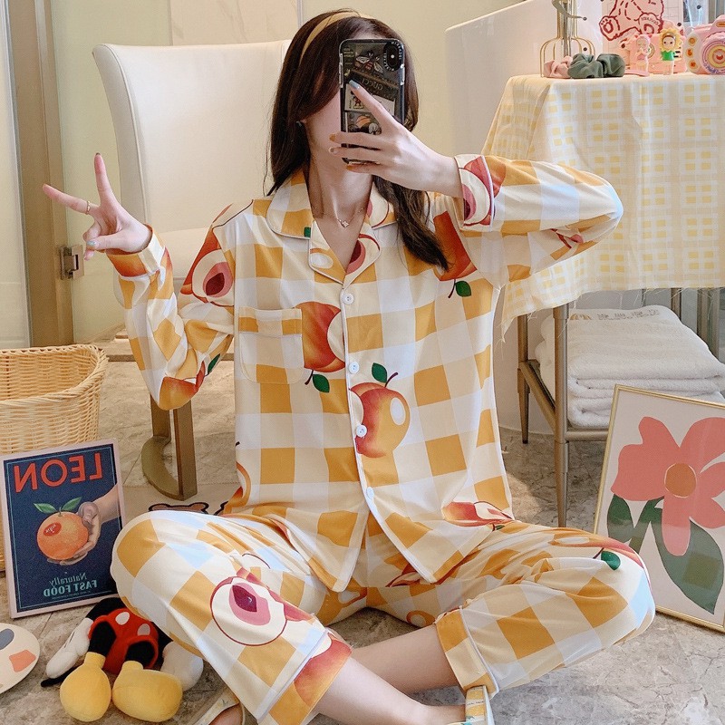 ชุดนอน-ผ้า-cotton-แขนยาว-ขายาว-ใส่สบาย-ลายน่ารัก