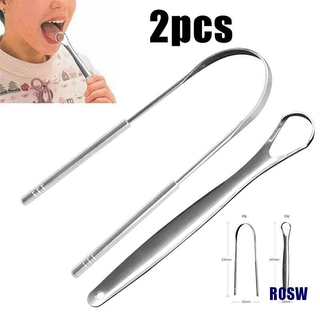 (ROSW)2PCS Tongue Scraper Stainless Steel Tongue Cleaner Oral Care Hygiene Scraper