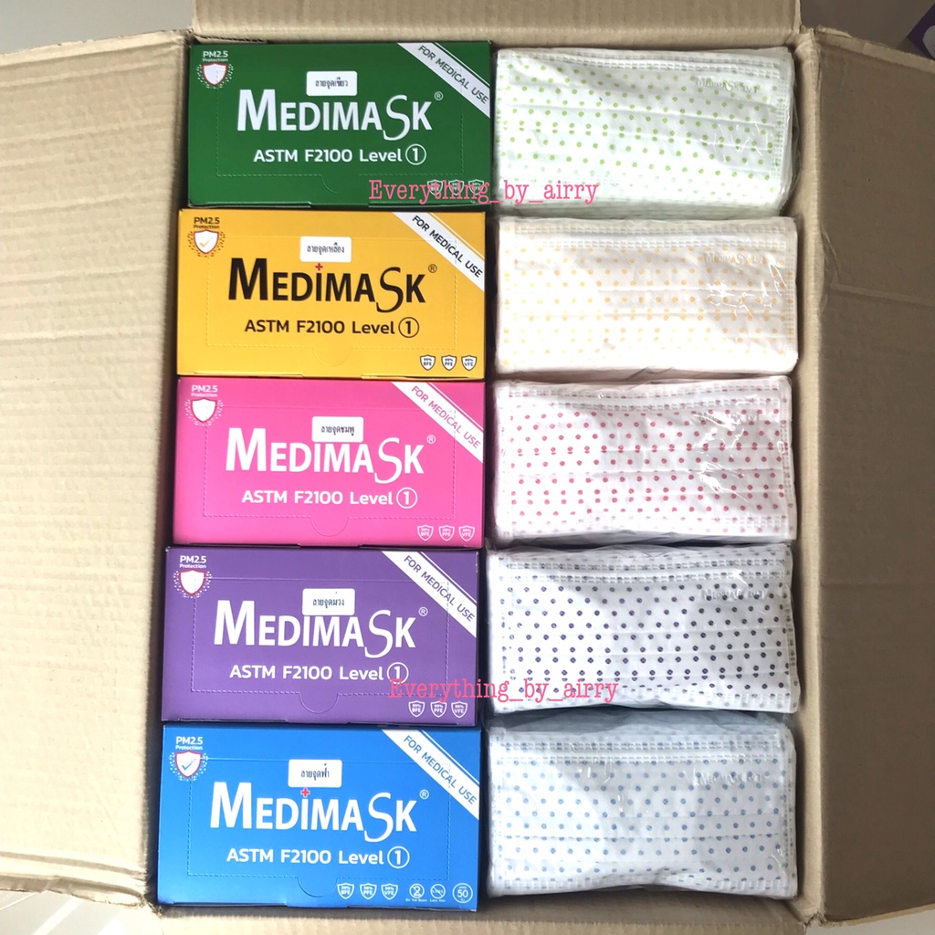 medimask-astm-f2100-ลายจุด-กล่องละ-50-ชิ้น