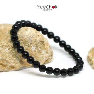 สินค้า หินนิลดำ Onyx 6 มิล ช่วยปกป้องคุ้มครองให้ปลอดภัย หินมงคล หินสี หินนำโชค กำไลหิน หินสีดำ By.Meechok
