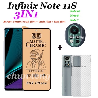 Infinix Note 11s กระจกนิรภัยเซรามิก Note 11pro Note 12 12i ฟิล์มนิ่ม เนื้อแมตต์ + ฟิล์มเลนส์ + ฟิล์มด้านหลัง