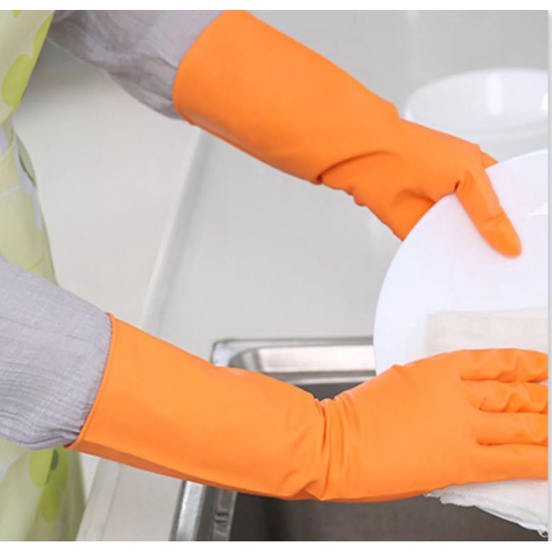 ถุงมือยาง-latex-gloves-สีส้ม-ถุงมือส้ม-ใช้ใส่ป้องกันน้ำยาโดนมือเวลาซักล้าง-ทำความสะอาด-คุณภาพดีเหมาะใช้ซักผ้าล้างจาน