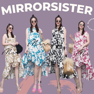 Code : 10323.10 เดรสทรงเก๋ เดรสลายดอก เดรสหน้าสั้นหลังยาว ชุดออกงาน งานป้าย mirrorsister