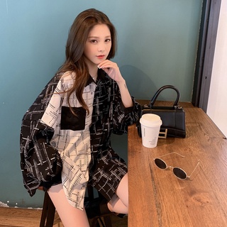 น้องสาวอ้วนขนาดบวกเสื้อผ้าสตรีฤดูใบไม้ผลิและฤดูใบไม้ร่วงใหม่สไตล์เกาหลีหลวมและอเนกประสงค์สวมใส่ด้านนอกเสื้อแขนยาวออกแ