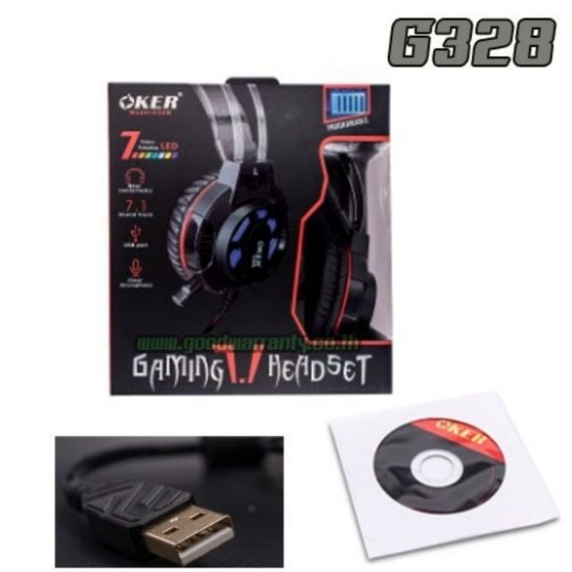 okerหูฟัง-gaming-7-1g328สินค้า-หูฟังราคาภูกคุณภาพดี-ชุดหูฟังมี7สีไฟled-usb