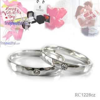 Finejewelthai-แหวนคู่-แหวนเพชรแท้-แหวนเงินแท้-Couple-Diamond-Silver-Wedding-Ring - Valentine Gift91