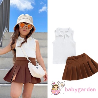 Babygarden- ชุดเสื้อแขนกุด และกระโปรงพลีท แฟชั่นฤดูร้อน สําหรับเด็กผู้หญิง อายุ 1-6 ปี