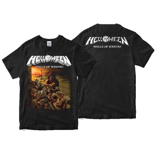 เสื้อยืด พิมพ์ลาย helloween band WALLS OF JERICHO HEAVY METAL พรีเมี่ยม สําหรับผู้หญิงสามารถปรับแต่งได้