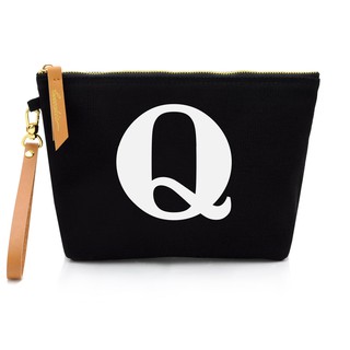 กระเป๋าผ้าลายอักษร ALPHABET CLUTCHES POUCH BLACK “Q”