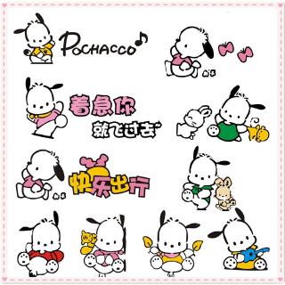 CUTE! Lovely Pochacco Car Stickers Waterproof Reflective Car Decals Rearview Mirror Eyebrow Sticker Door Window Stickers