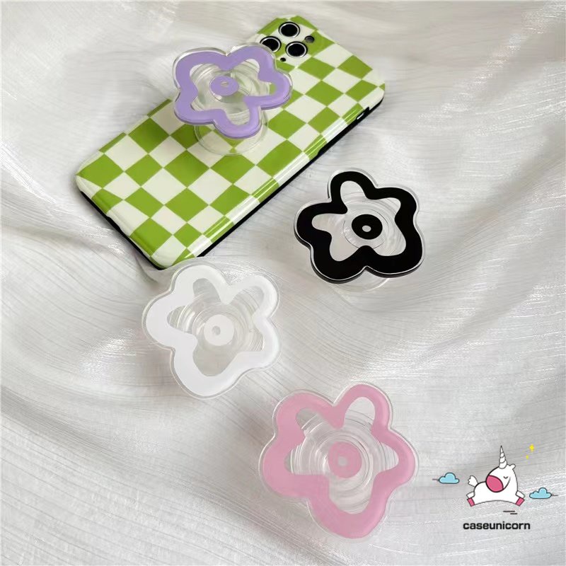 แหวนขาตั้งโทรศัพท์มือถือ-แบบใส-ลายดอกไม้-สีแคนดี้-พับได้-สําหรับวางโทรศัพท์มือถือ