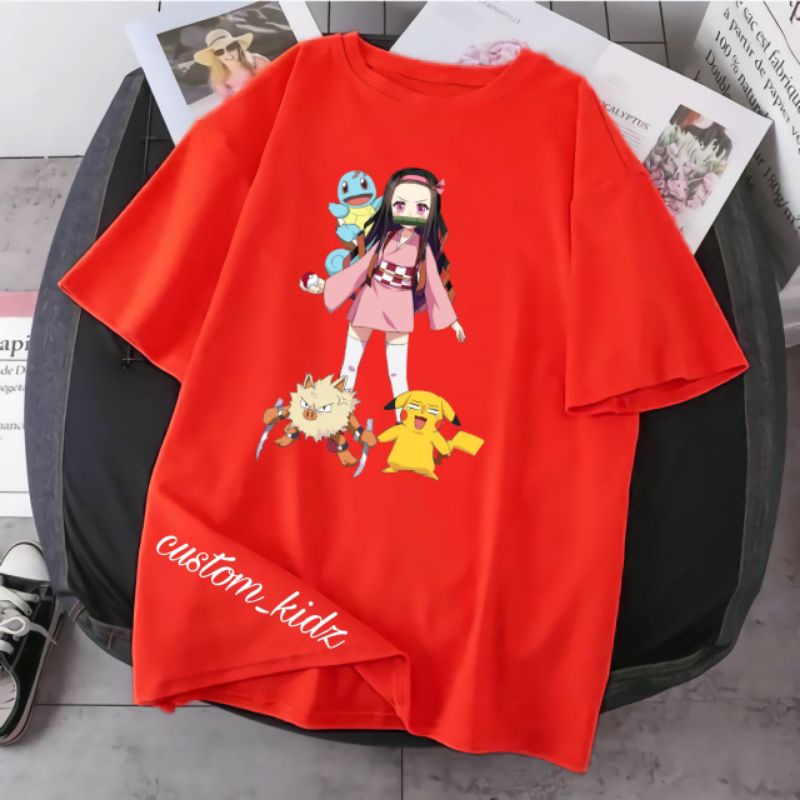 เสื้อยืด-ลาย-nezuko-pokemon-demon-slayer-tokyo-japan-สําหรับเด็ก