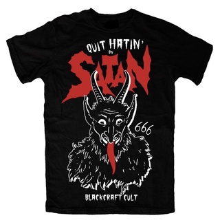Blackcraft Cult เสื้อยืดลายปีศาจ Quit hatin on Satan สไตล์สตรีท old school vintage gothic rock devil