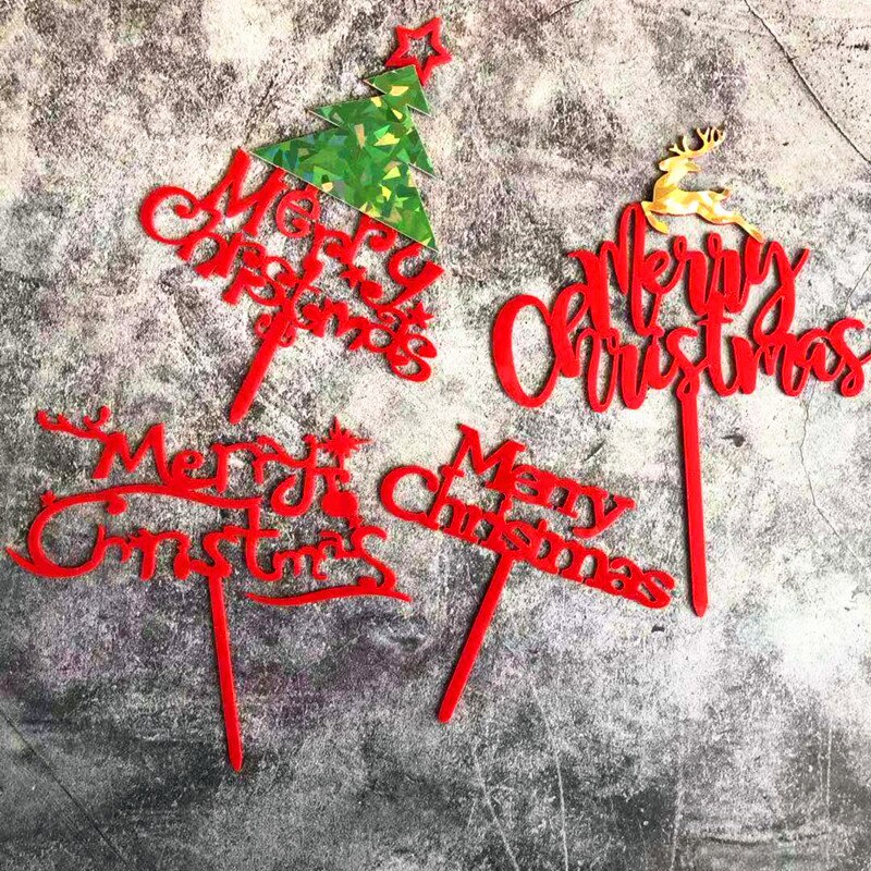 ป้ายอะคริลิค-merry-christmas-สําหรับตกแต่งเค้กปีใหม่เทศกาลคริสต์มาส