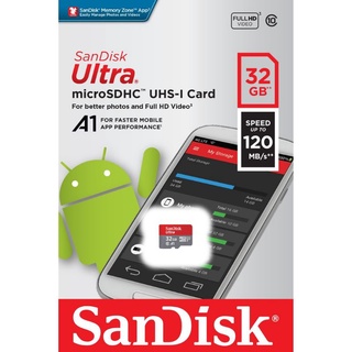 Sandisk Ultra MicroSDHC UHS-I 32GB  ความเร็วอ่านสูงสุด 120 MB/s U1 A1 ประกันศูนย์ synnex