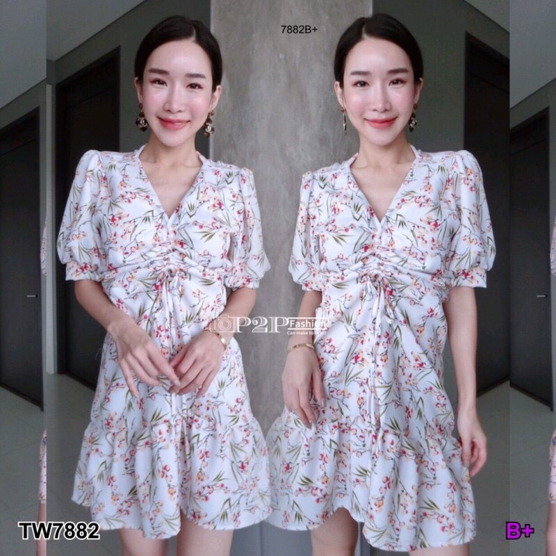 tw5366-แม็กซี่เดรสยาว-ทรงกิโมโน-แขนศอกแต่งระฆัง-เนื้อผ้าโฟร์เวย์ทั้งชุด-เอวยืดสม็อคหลัง-ข้างเอวเย็บติดสายผูกโบว์