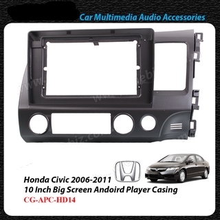 กรอบแผงแดชบอร์ด Dvd ภายในรถยนต์ สีดํา สําหรับ Honda Civic 2006-2012 RHD 10.1 นิ้ว