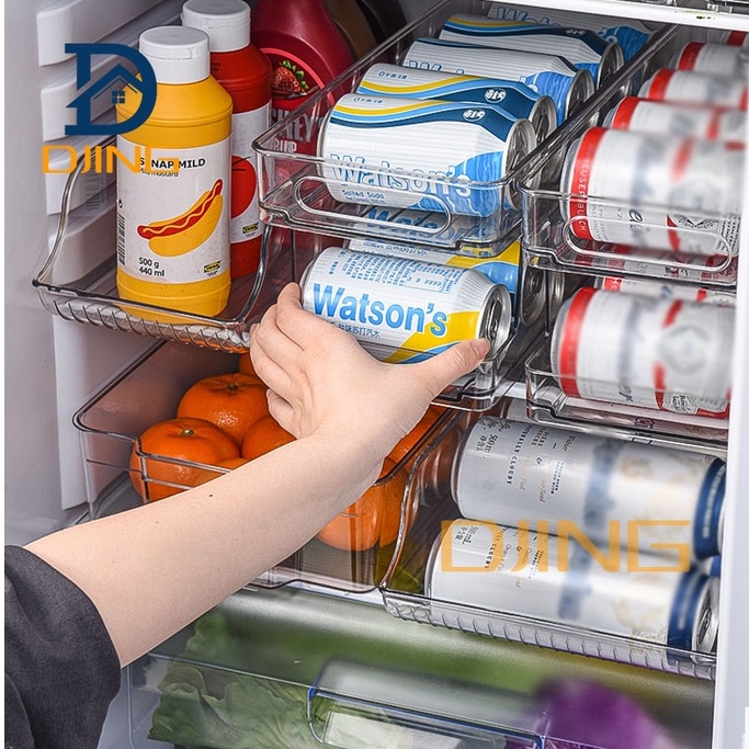 djing-ที่เก็บขวดน้ำอัดลมในตู้เย็น-หยิบง่าย-ช่วยจัดระเบียบในตู้เย็น-ถาดใส่กระป๋องน้ำอัดลม-ถาดจัดเก็บกระป๋องน้ำ