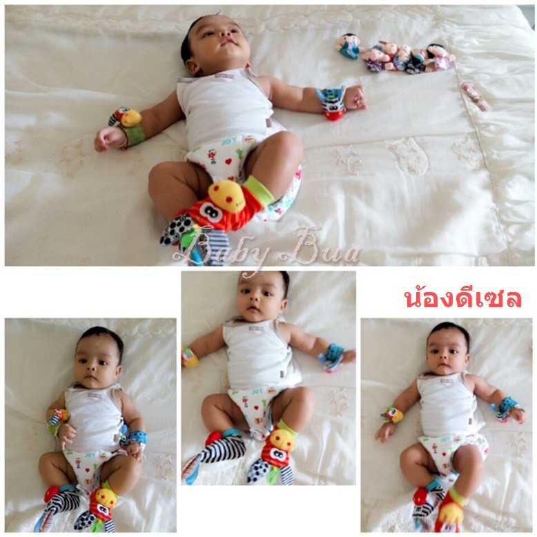 babybua-ตุ๊กตาข้อมือและถุงเท้าเสริมพัฒนาการ-พร้อมส่ง-foot-finder-and-wrist-rattle-set-ของเล่นเสริมพัฒนาการ