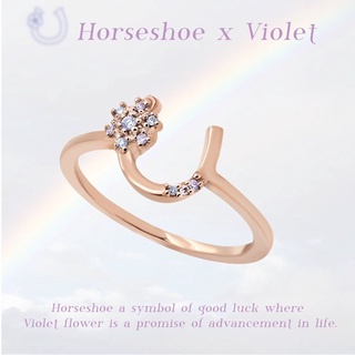 A.CEMI Horseshoe Flower Ring แหวนเกือกม้า แหวนเงินแท้ ของขวัญ