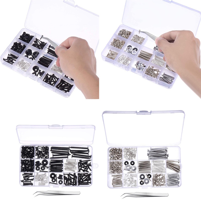 fenteer1-254pieces-guitar-screw-kit-assortment-box-kit-for-electric-guitar-silver