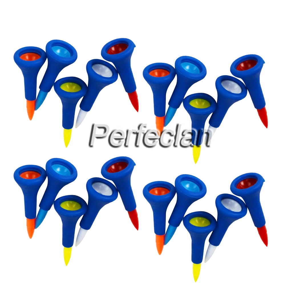 20 Pieces Durable Soft Rubber Cushion Top Golf Tees 42mm Random Color