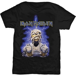 แฟชั่นคลาสสิกIron Maiden Men T Shirt Powerslave Mummy Official Mens Black Tee Trooper Eddie