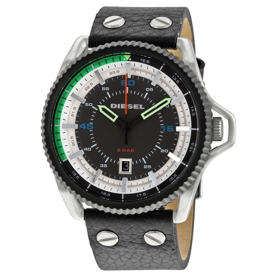 นาฬิกาข้อมือ-diesel-mens-dz1717-rollcage-three-hand-leather-watch-black
