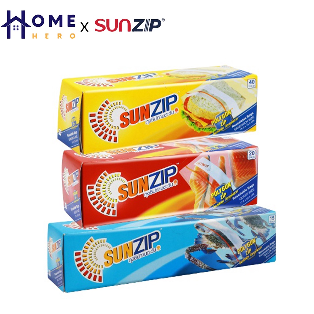 SUNZIP x HomeHero ถุงซิปถนอมอาหาร ไซส์ S M L บรรจุ 15, 20, 40 ใบ ...