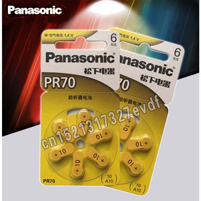 100-genuine-panasonic-30pcs-pr70-hearing-aid-batteries-5-8mm-3-6mm-10-a10-deaf-aid-cochlear-button-cell-batteries-audip