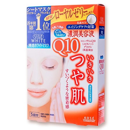 kose-cosmeport-เคลียร์เทริน-แผ่นมาส์ก-สูตรโคเอนไซม์-คิวเทน-ชุดละ-2-กล่อง-กล่องละ-5-แผ่น-kose-cosmeport-clear-turn-coen