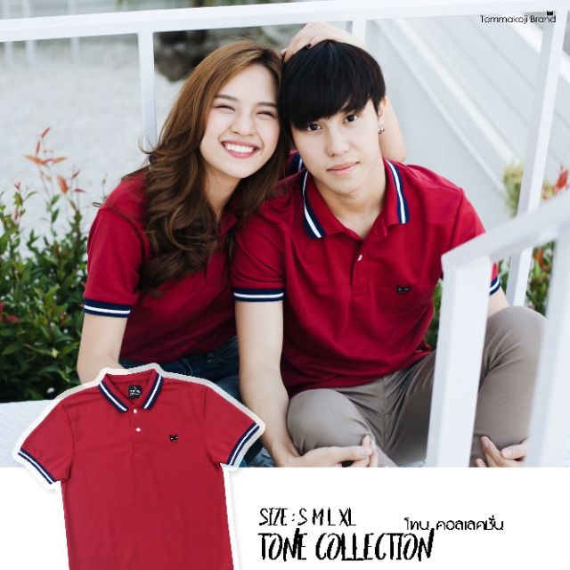 เสื้อโปโลมีสไตล์-แบรนด์-temmakoji-แดงเลือดหมู-เก็บปลายทางได้