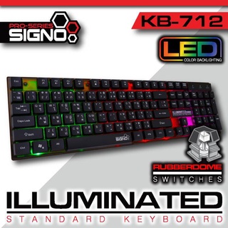 ภาพหน้าปกสินค้าคีย์บอร์ด ของแท้ เกมมิ่งมีไฟ SIGNO KB-712 Illuminated RUBBER DOME Switch  Keyboard ไฟ RGB ประกันศูนย์ 1ปี ที่เกี่ยวข้อง