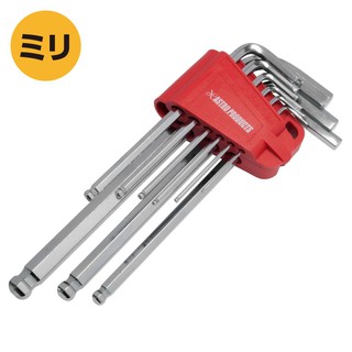 ประแจหกเหลี่ยม ชนิดยาว ยาวพิเศษ ปลายบอล ( Long Hex Wrench Set mm 9 Pcs )