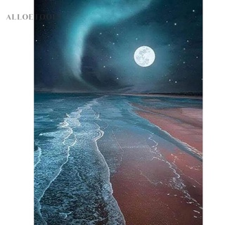 Alloet- ภาพวาดปักเพชร พลอยเทียม ทรงกลม ลายท้องฟ้าทะเล โมเสก 5D DIY