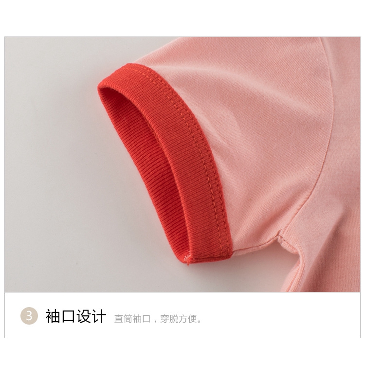 เสื้อยืดคอก-ลมแขนสั้นผ้าฝ้ายลายการ์ตูนสีชมพู