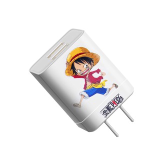 หัวชาร์จ+สายชาร์จ ลายการ์ตูน Luffy ชาร์จเร็ว 2ช่องusb กระแสไฟชาร์จ 2.1A สูงสุด