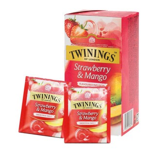 Twinings Strawberry &amp; Mango Tea 2g. x 25 ทไวนิงส์ชาสตอเบอร์รี่ มะม่วง ชาอังกฤษ 2กรัม x 25/1 กล่อง