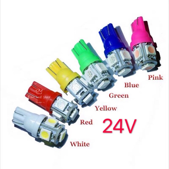 ไฟหรี่-รถยนต์-รถใหญ่-หกล้อ-สิบล้อ-ขั้วเสียบเล็ก-24v-t10-5050-5led-1คู่