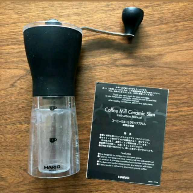 Hario MSS1 Coffee Mill Ceramic Slim hand grinder clear black manual