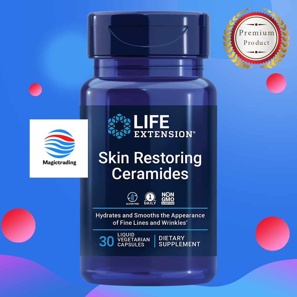 Life Extension Skin Restoring Ceramides / 30 Liquid Vegetarian Capsules ...