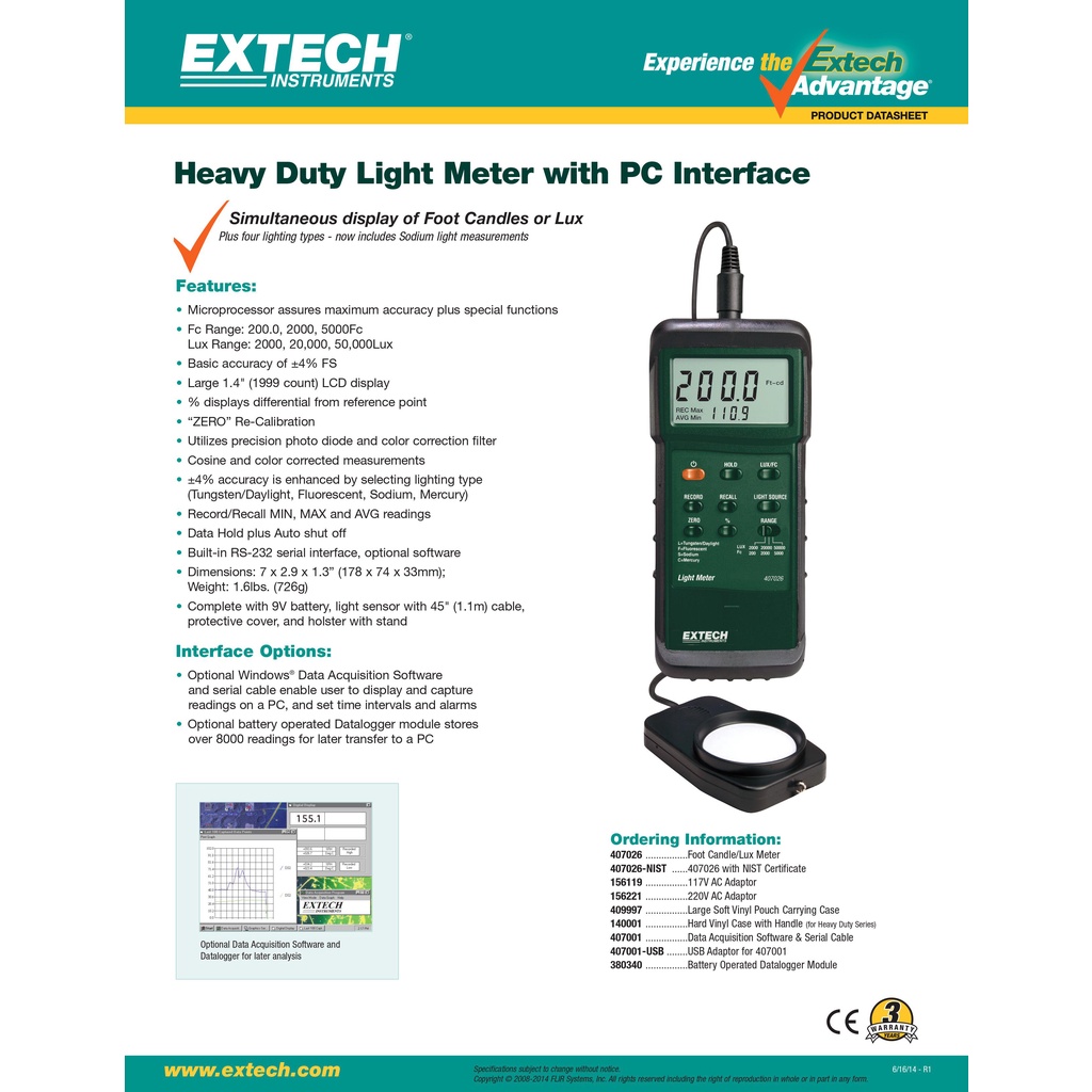 extech-407026-เครื่องวัดแสง-heavy-duty-light-meter