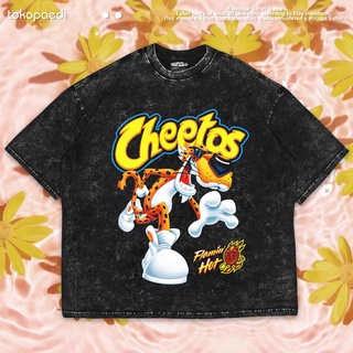 เสื้อยืดผ้าฝ้ายพิมพ์ลายขายดี เสื้อยืด โอเวอร์ไซซ์ ลาย CHEETOS FLAMING | เสื้อยืด พิมพ์ลายซักผ้า | เสื้อยืด ขนาดใหญ่ | เส