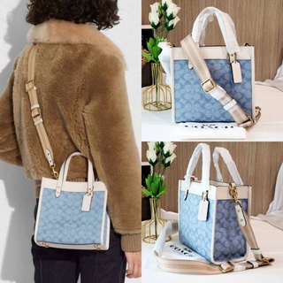 🎀 (สด-ผ่อน) COACH งาน Shop ลายซีสีฟ้า COACH C4692 FIELD TOTE 22 IN SIGNATURE CHAMBRAY