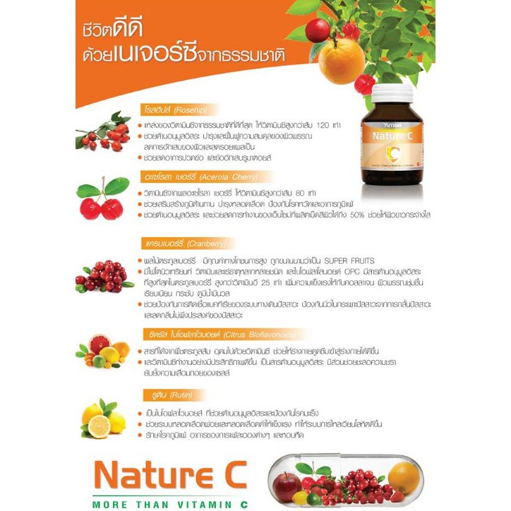 ภาพสินค้าวิตามินซีธรรมชาติ Amsel Nature C 30 Capsule จากร้าน cosmaystore บน Shopee ภาพที่ 2