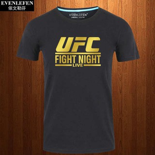 ผ้านุ่ม UFC Ultimate Fight Championship เสื้อยืดแขนสั้นผู้ชายมวยศิลปะการต่อสู้เสื้อผ้าฝ้ายแขนกึ่งแขนเสื้อในช่วงฤดูร้อน