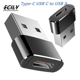 Ecily อะแดปเตอร์แปลงพอร์ต USB C 3.1 Type C ตัวเมีย เป็น USB 3.0 Type A ตัวผู้ สีดํา OPP แบบพกพา น้ําหนักเบา
